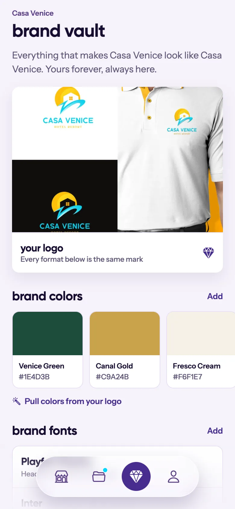 The brand vault with colours, fonts and final files