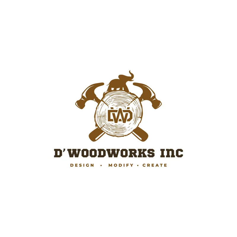 D' Woodworks, furniture branding by Purple Logo