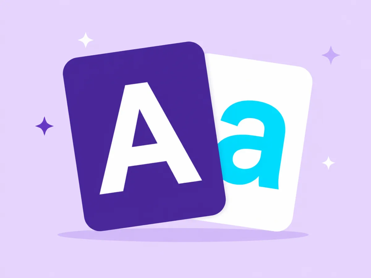 Illustration of two type specimen cards with large letters