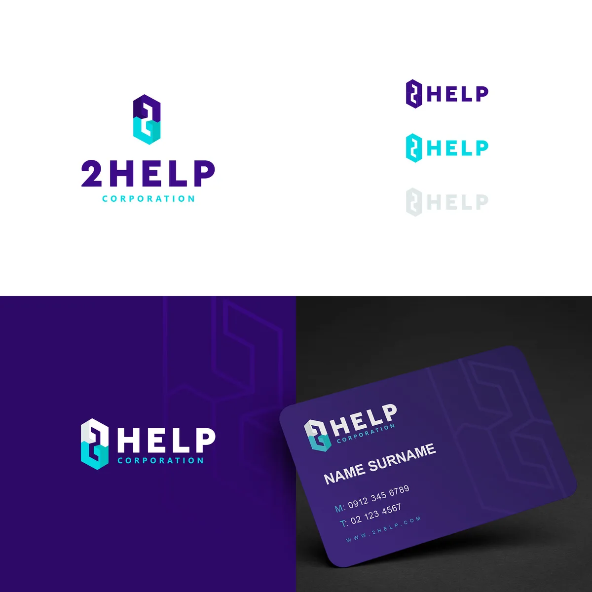 2Help Corporation, full brand identity branding by Purple Logo