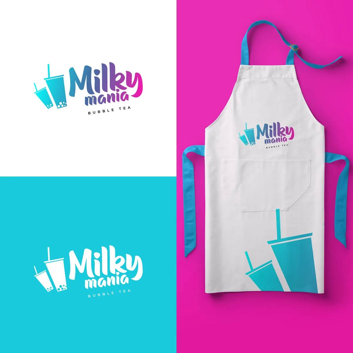Milky Mania, bubble tea branding by Purple Logo