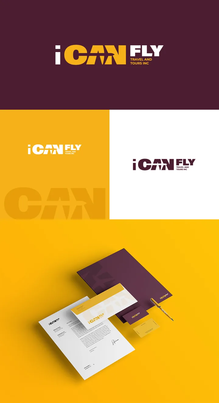 I Can Fly, travel & tours branding by Purple Logo